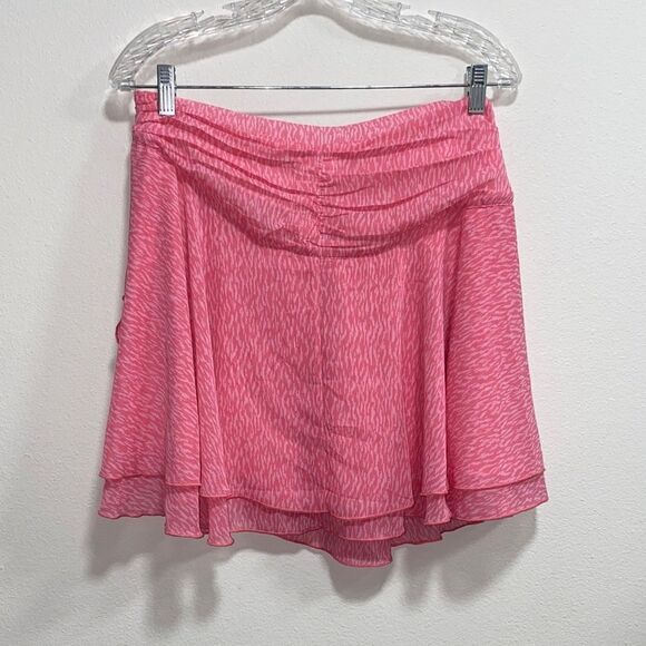 Aerie Pink Chiffon Wrap Skirt Size Large – Abstract Brushstroke Flowy Lined Mini - Picture 4 of 12
